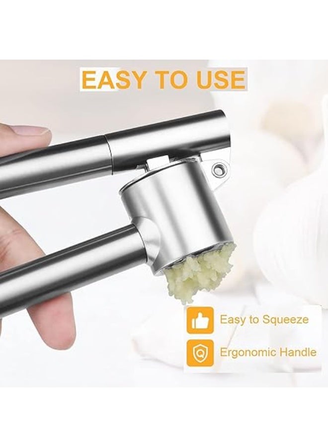 تحواز عصارة ثوم تاهواز قوية التحمل من الستانلس ستيل 304 – كسارة ثوم سهلة التنظيف مع مقشر وفرشاة - Image 4