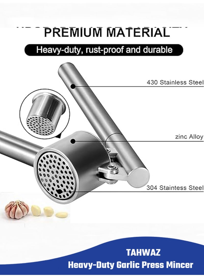 تحواز عصارة ثوم تاهواز قوية التحمل من الستانلس ستيل 304 – كسارة ثوم سهلة التنظيف مع مقشر وفرشاة - Image 3