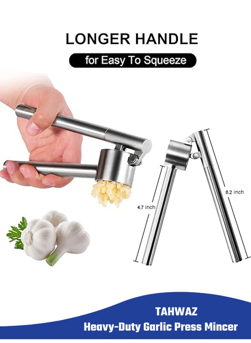 تحواز عصارة ثوم تاهواز قوية التحمل من الستانلس ستيل 304 – كسارة ثوم سهلة التنظيف مع مقشر وفرشاة - Image 2