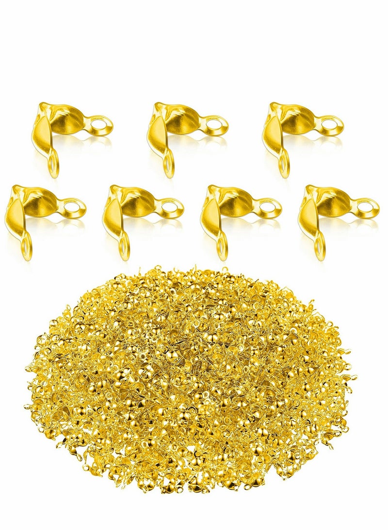 Excefore Bead Tips Knot Covers, 1000 Pcs Clamshell Crimp Beads Set Jewelry Making for Covers Fold-Over DIY Bracelets Necklaces (Gold) - Image 1