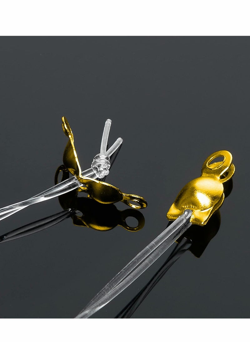 Excefore Bead Tips Knot Covers, 1000 Pcs Clamshell Crimp Beads Set Jewelry Making for Covers Fold-Over DIY Bracelets Necklaces (Gold) - Image 3