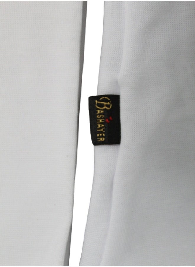 Bashayer White winter pajama with Medium collar  - Image 3