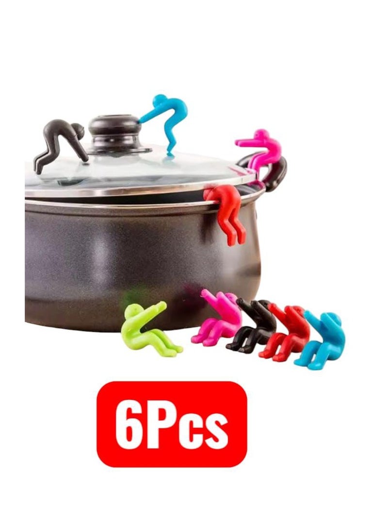Silicone Water-proof Pot Clip, Pan Pot Lid Holder, Kitchen Utensil Holder, Mobile Phone Chopstick, Spoon Holder, Tools, Support/6pcs - Image 1
