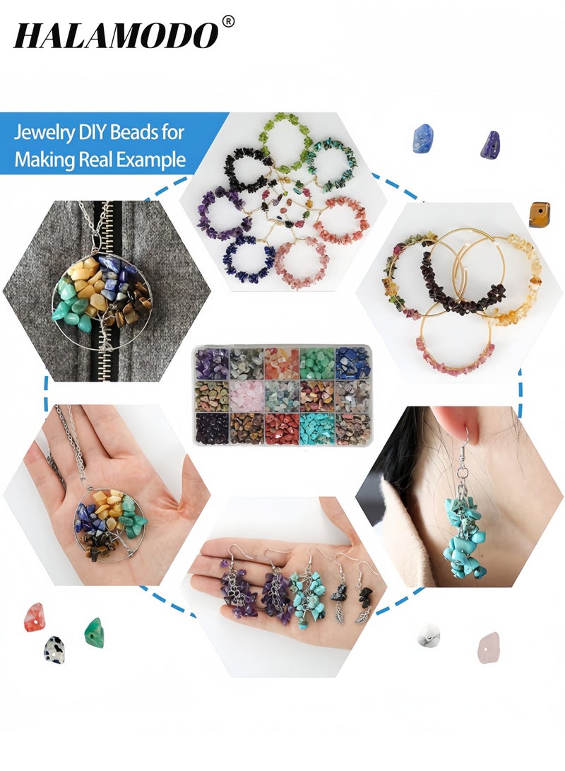 Halamodo 300-Piece DIY Chip Stone Beads Kit Natural Gemstone Beads for Jewelry Making Irregular Crushed Crystal Beads for Bracelets Necklaces and Healing Crafts Perfect for Creative DIY Projects and Gift Making - Image 4