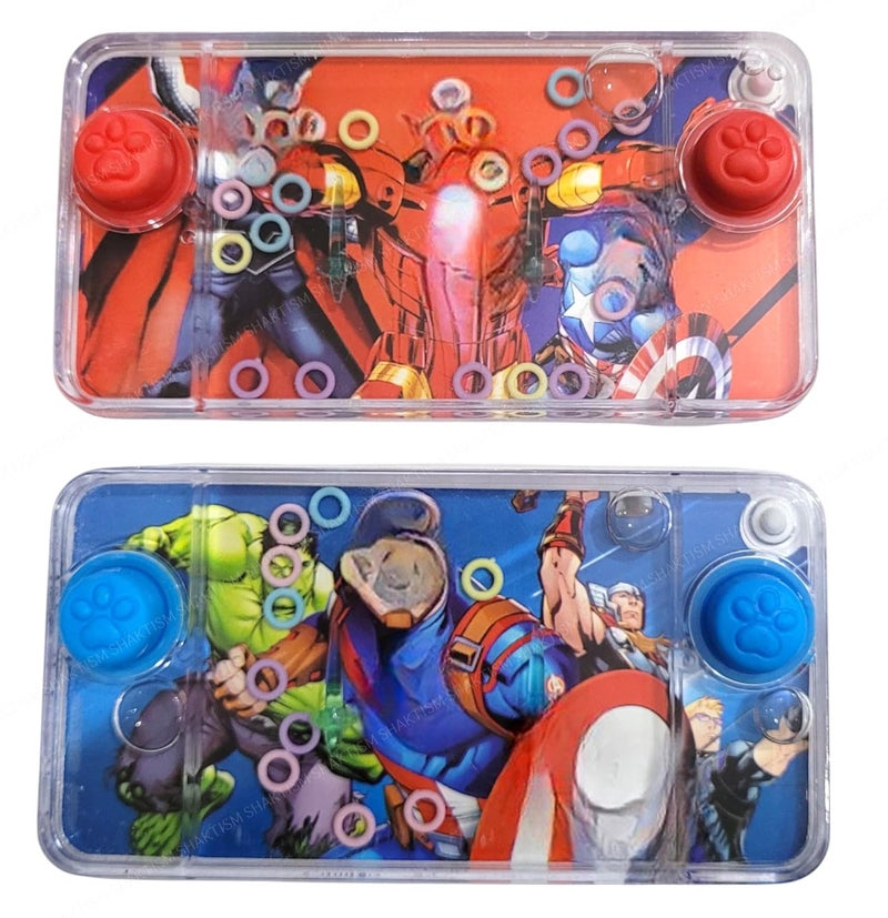 SHAKTISM Poke, Snow Giel Water Game Water Bubble Ring Toss Anxiety Toys Aqua Toys Travel Family Games Ideal Gift for Kids Boys and Girls Kids - 2Pc Random Colour (Water Game -Heroes 2Pc) - Image 1