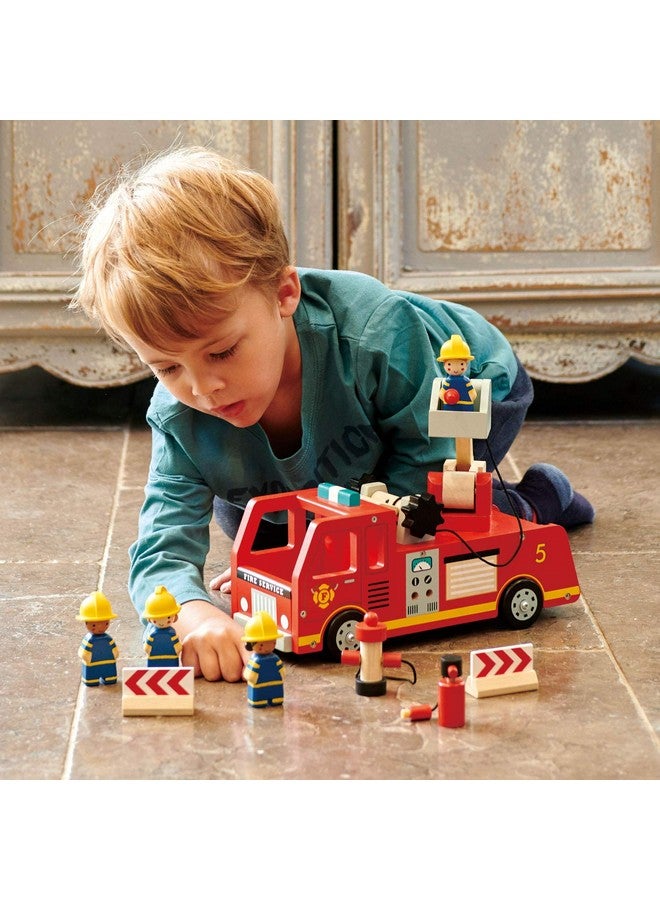 Tender Leaf Toys Fire Engine Wooden Fire Truck Toy With Firefighters And Accessories Story Telling Pretend Play And Imaginative Play For Age 3+ - Image 3