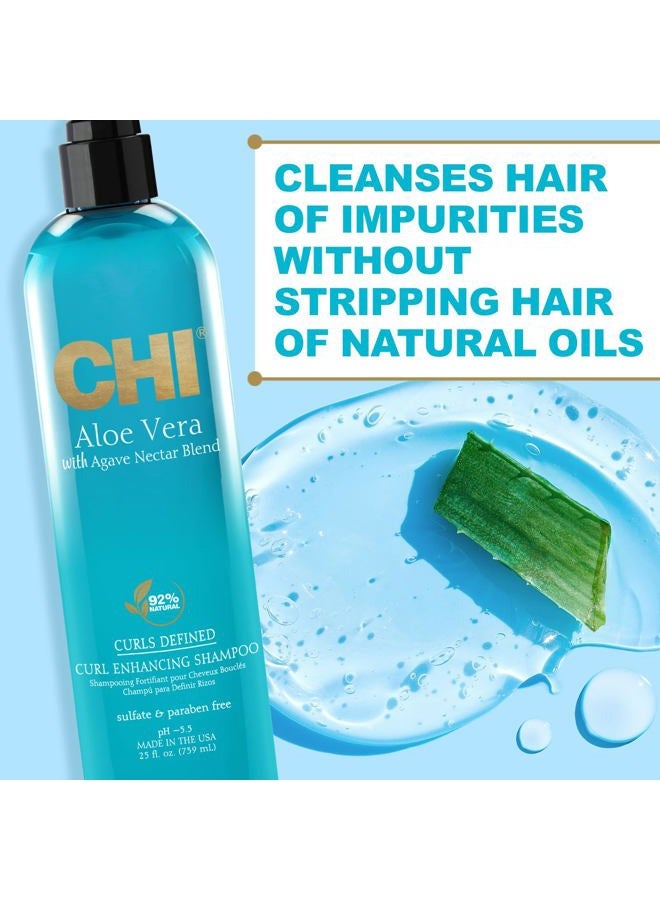 CHI Chi Aloe Vera Curl Enhancing Shampoo, Gently Cleanses & Increases Moisture For Curly Hair, Sulfate, Paraben, & Cruelty-Free, 11.5 Oz - Image 2