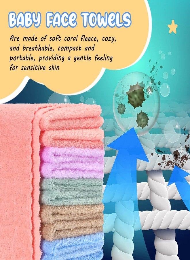 Handepo 100 Pack Baby Washcloths Bulk 10 x 10 Inch Microfiber Coral Fleece Baby Face Towels Absorbent and Soft Wash Cloths for Newborns Infants and Toddlers(Colorful) - Image 5