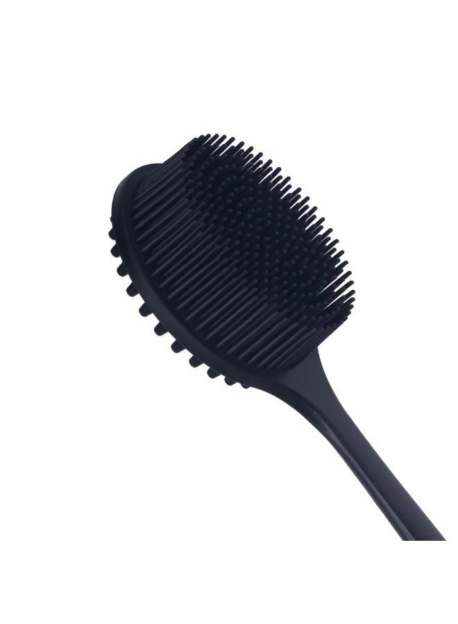 DNC (Black) - Back Scrubber for Shower Soft Silicone Bath Body Brush with Long Handle, BPA-Free, Hypoallergenic (Black) - Image 4