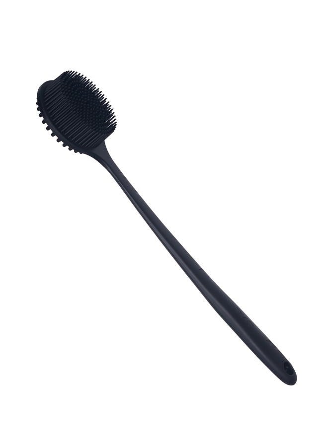 DNC (Black) - Back Scrubber for Shower Soft Silicone Bath Body Brush with Long Handle, BPA-Free, Hypoallergenic (Black) - Image 2