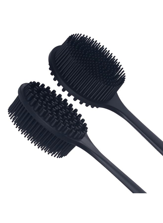 DNC (Black) - Back Scrubber for Shower Soft Silicone Bath Body Brush with Long Handle, BPA-Free, Hypoallergenic (Black) - Image 5
