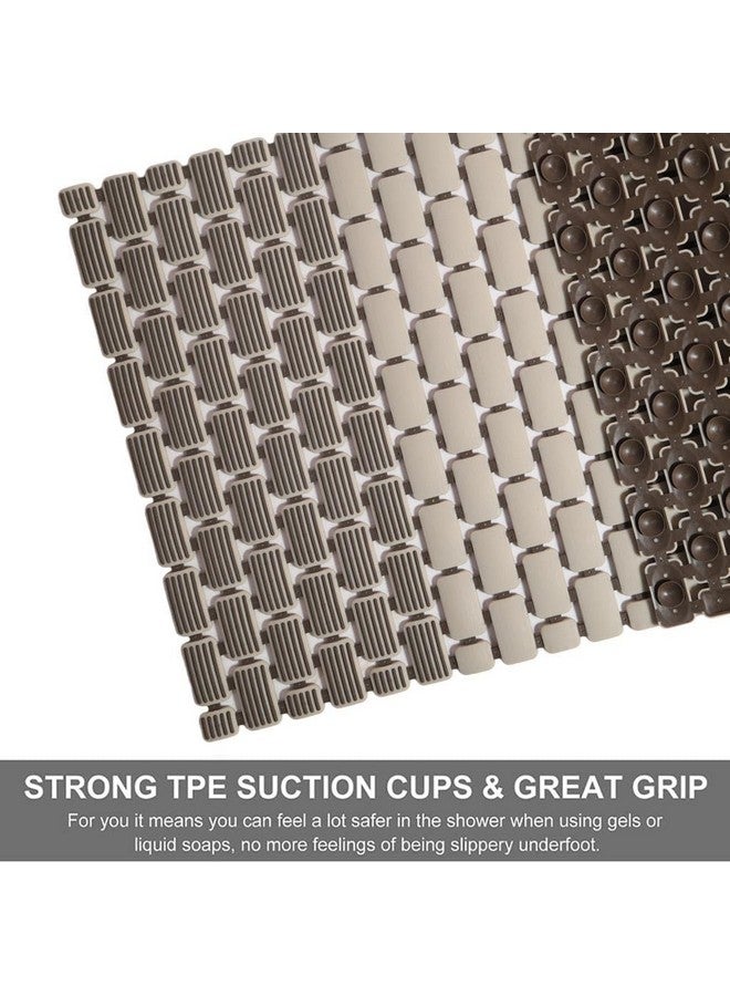 JUGTE PVC Shower Mat Anti SlipShower Mat, Bathtub Mat with Suction Cups and Drain Holes, Anti-Skid Plastic PVC Rubber mats for Floor mat (Beige) - Image 3
