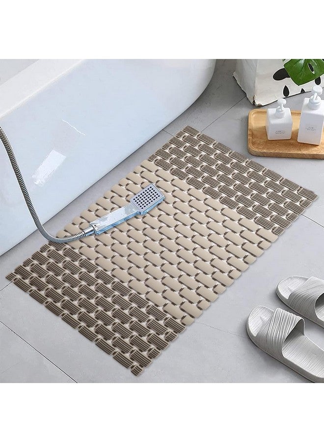 JUGTE PVC Shower Mat Anti SlipShower Mat, Bathtub Mat with Suction Cups and Drain Holes, Anti-Skid Plastic PVC Rubber mats for Floor mat (Beige) - Image 1