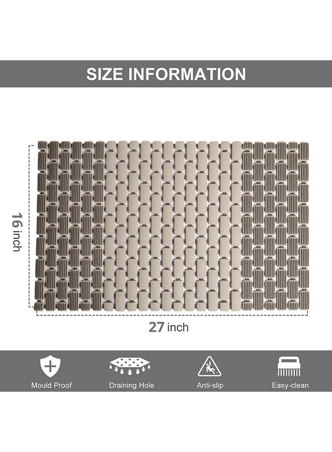 JUGTE PVC Shower Mat Anti SlipShower Mat, Bathtub Mat with Suction Cups and Drain Holes, Anti-Skid Plastic PVC Rubber mats for Floor mat (Beige) - Image 4
