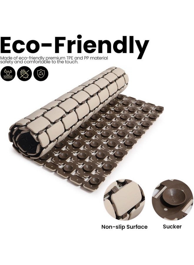 JUGTE PVC Shower Mat Anti SlipShower Mat, Bathtub Mat with Suction Cups and Drain Holes, Anti-Skid Plastic PVC Rubber mats for Floor mat (Beige) - Image 2