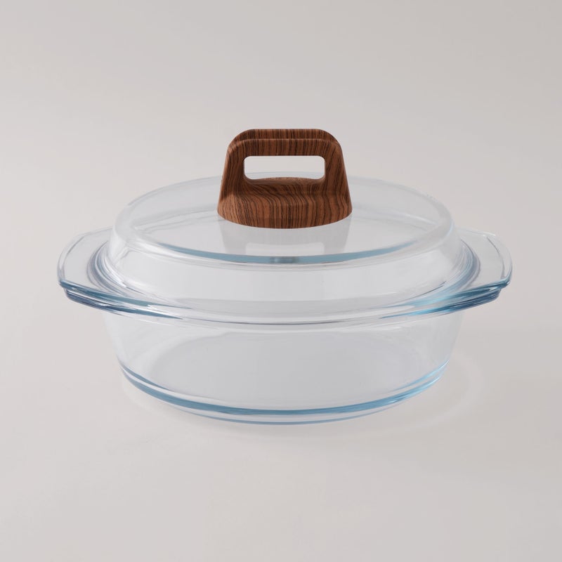 Alberto high borosilicate glass round casserole with lid and knob 29*24.8*16.4 - Image 1