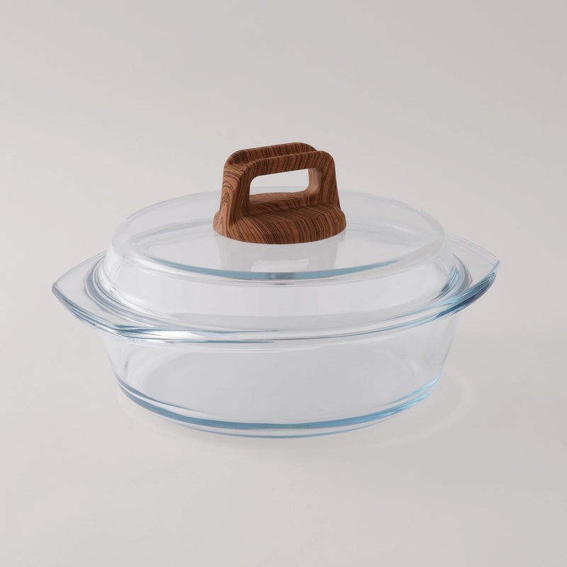 Alberto high borosilicate glass round casserole with lid and knob 29*24.8*16.4 - Image 2