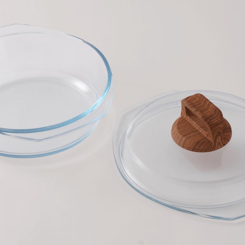 Alberto high borosilicate glass round casserole with lid and knob 29*24.8*16.4 - Image 3