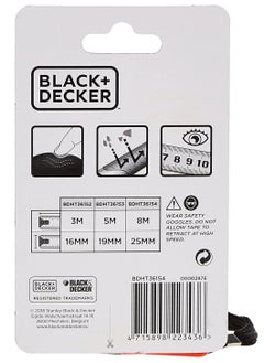 BLACK+DECKER 8X25Mm Bimaterial Short Measuring Tape Orange/Black Bdht36154  - Image 2