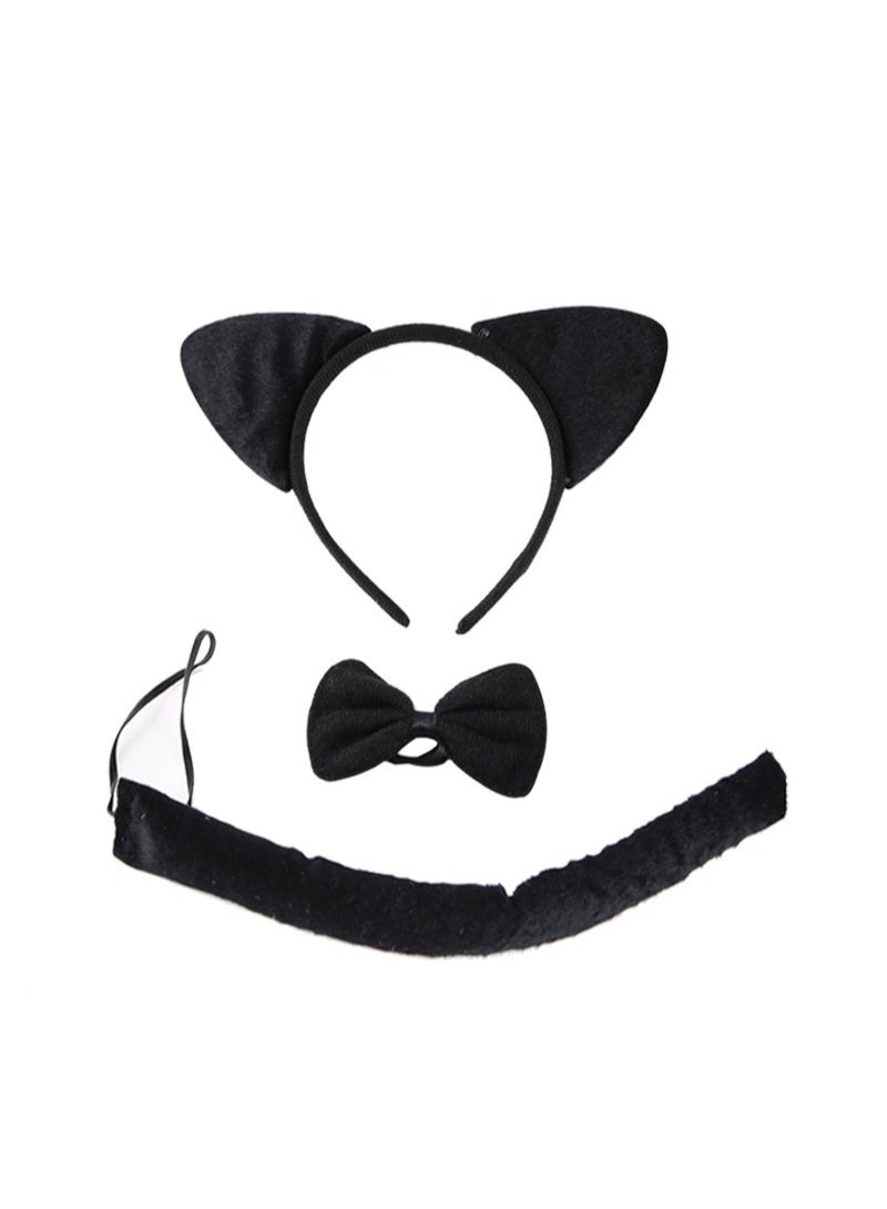 NIBEMINENT Cartoon headband, head accessory, animal three-piece set, rabbit, cat, tiger, ears, bow tie, tail