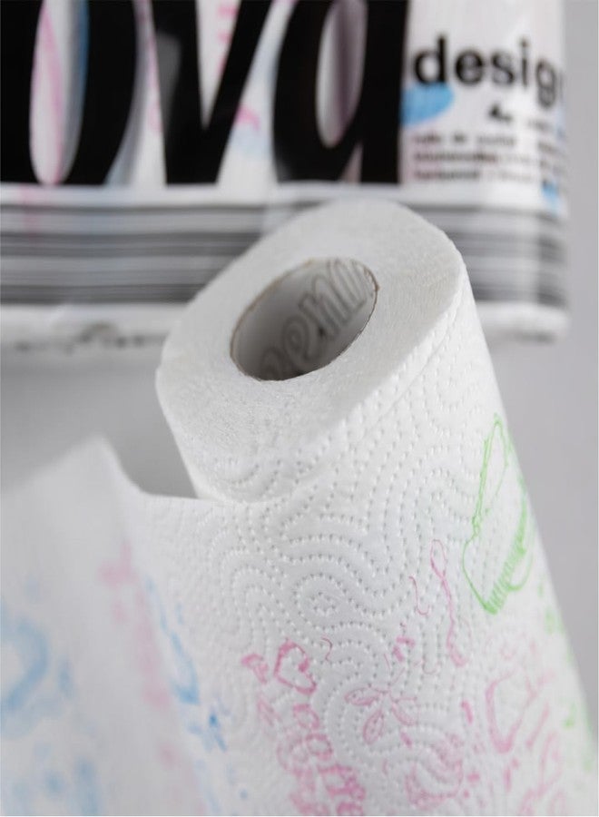 Renova Paper Strong And Absorbent Kitchen Roll Designer - 2 Ply 4 Rolls - White Printed - Image 3