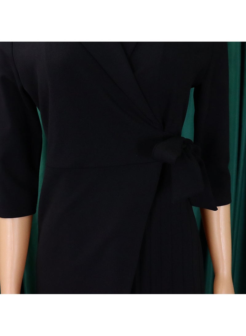 Shougu Suit Collar Fashionable And Elegant Pleated Dress  - Image 3