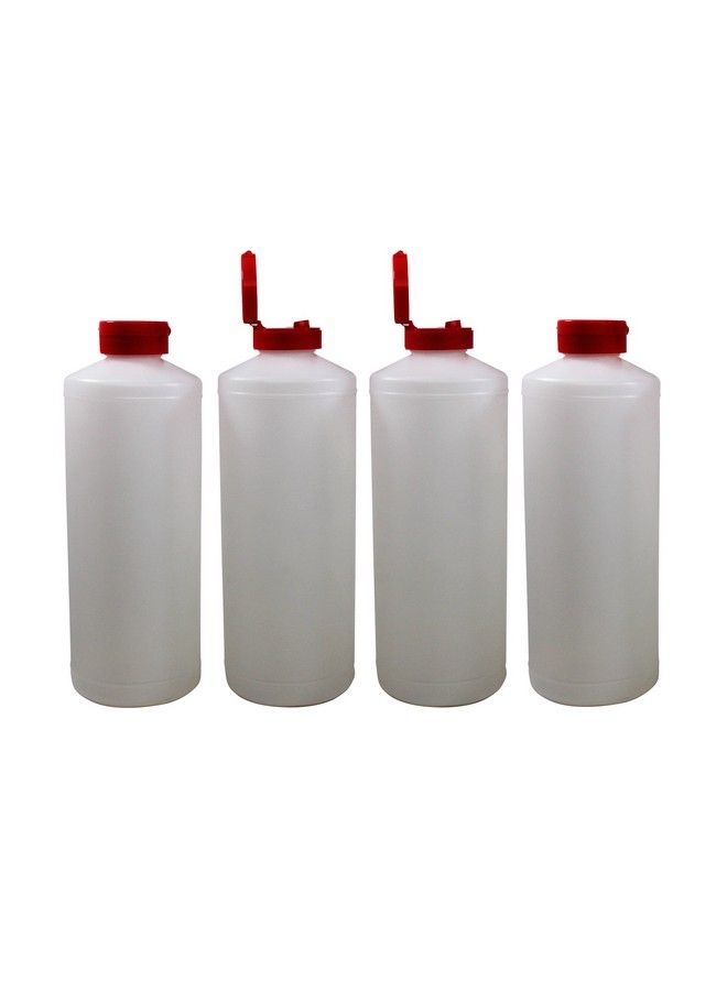 Pinnacle Mercantile Plastic Condiment Squeeze Bottles Dispensing With Red Flip Top Hinged Cap Large 32 Oz Empty Set Of 4 - Image 2