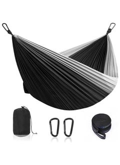HOOKOR Double Hammock for Camping, Double & Single Portable Outdoor Hammocks with 2 Tree Straps, Lightweight Nylon Parachute Hammocks for Travel Camping Backpacking Hiking Backyard  - Image 1