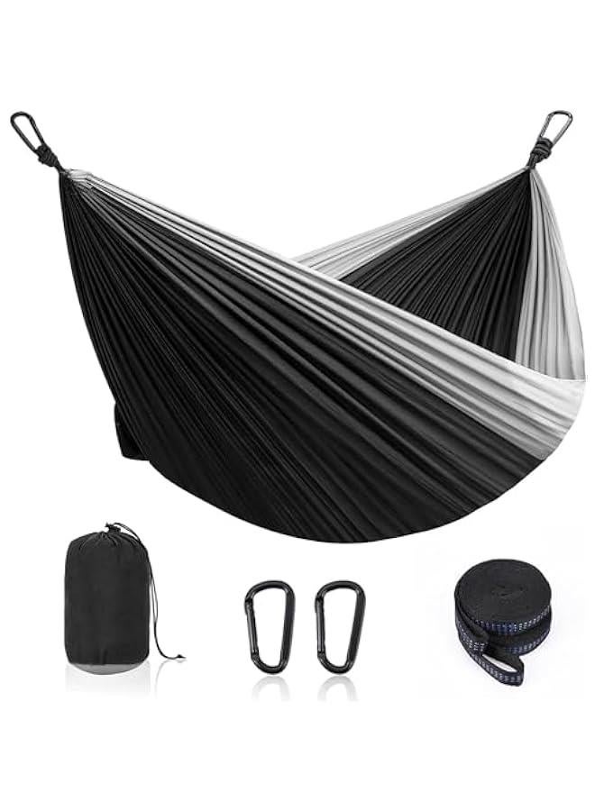 HOOKOR Double Hammock for Camping, Double & Single Portable Outdoor Hammocks with 2 Tree Straps, Lightweight Nylon Parachute Hammocks for Travel Camping Backpacking Hiking Backyard  - Image 1
