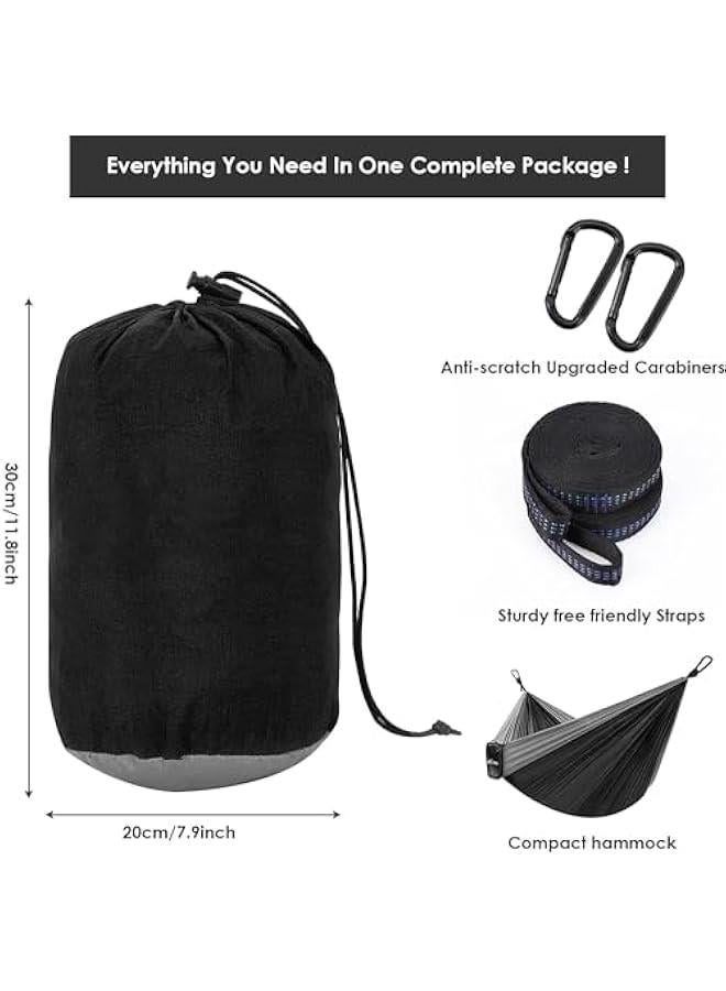 HOOKOR Double Hammock for Camping, Double & Single Portable Outdoor Hammocks with 2 Tree Straps, Lightweight Nylon Parachute Hammocks for Travel Camping Backpacking Hiking Backyard  - Image 4