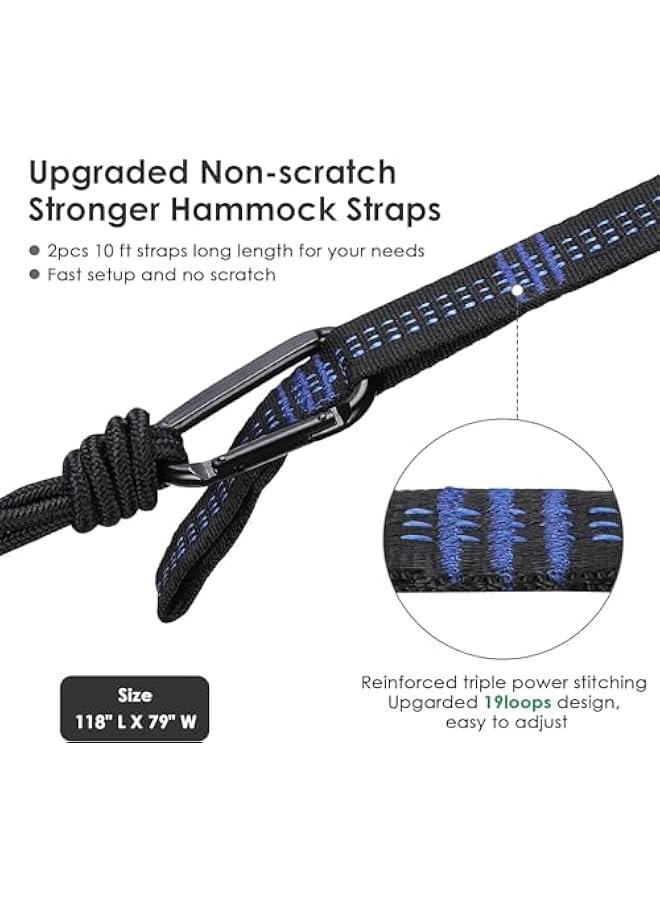 HOOKOR Double Hammock for Camping, Double & Single Portable Outdoor Hammocks with 2 Tree Straps, Lightweight Nylon Parachute Hammocks for Travel Camping Backpacking Hiking Backyard  - Image 5
