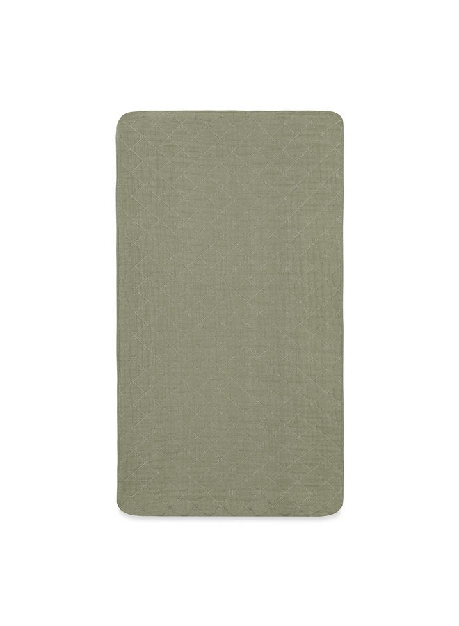 Babyletto 100% Quilted Organic Cotton Changing Pad Cover, GOTS-Certified, Fitted 360°, Ultra-Soft and Breathable Muslin - Matcha Green - Image 3