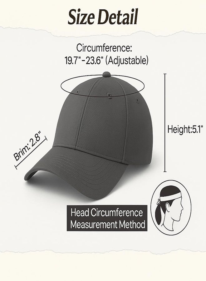 ENCIGER Unisex Cotton Baseball Cap Combo Pack of 2 - Adjustable Classic Sports Cap, Unisex Outdoor Hat Free Size Grey_Black - Image 5