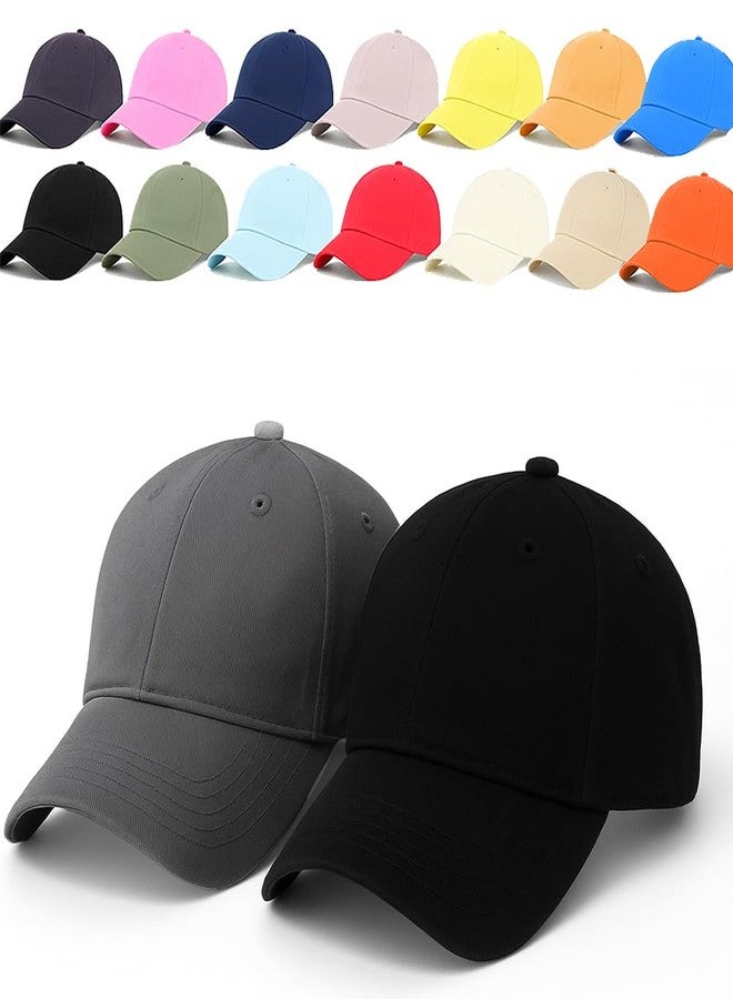 ENCIGER Unisex Cotton Baseball Cap Combo Pack of 2 - Adjustable Classic Sports Cap, Unisex Outdoor Hat Free Size Grey_Black - Image 1
