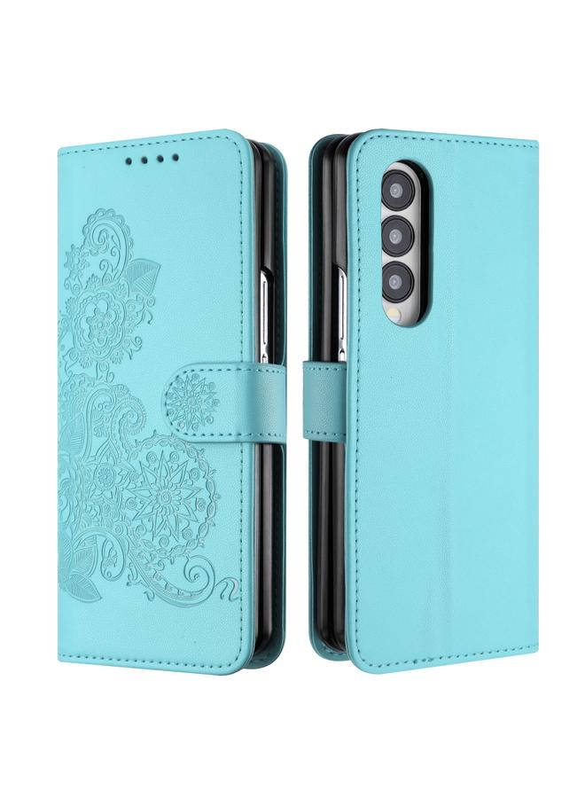 S-TOP Case For Samsung Galaxy Z Fold4 5G Datura Flower Embossed Flip Leather Phone Case - Image 1