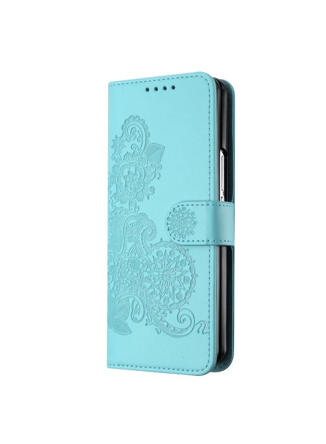 S-TOP Case For Samsung Galaxy Z Fold4 5G Datura Flower Embossed Flip Leather Phone Case - Image 2