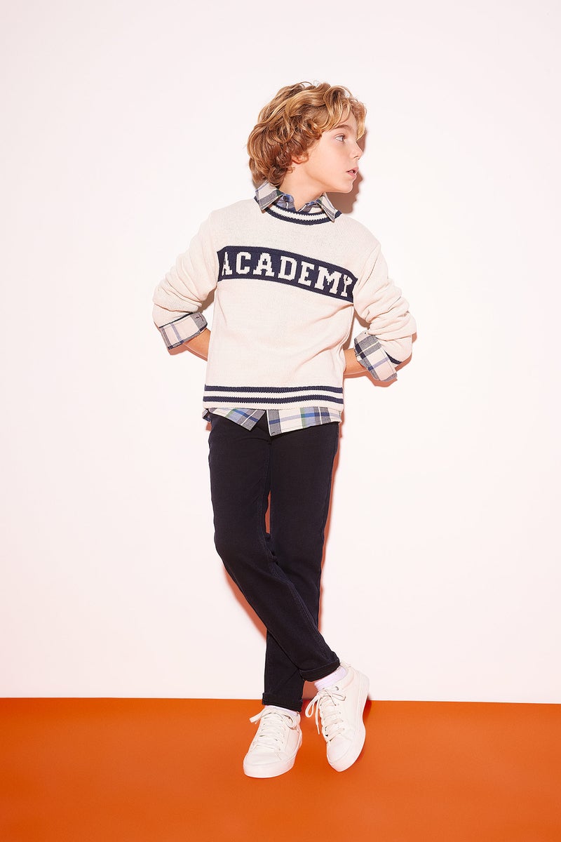 ديفاكتو بلوفر اولادي قطن قصة عادية بكابيشون - Image 3