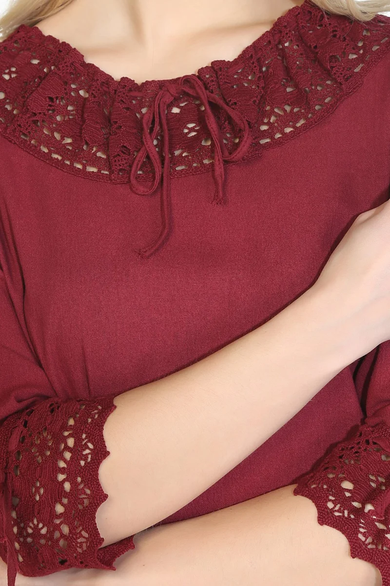 Eliş Şile Bezi Zehra Şile Bezi Bluz Bordo Brd