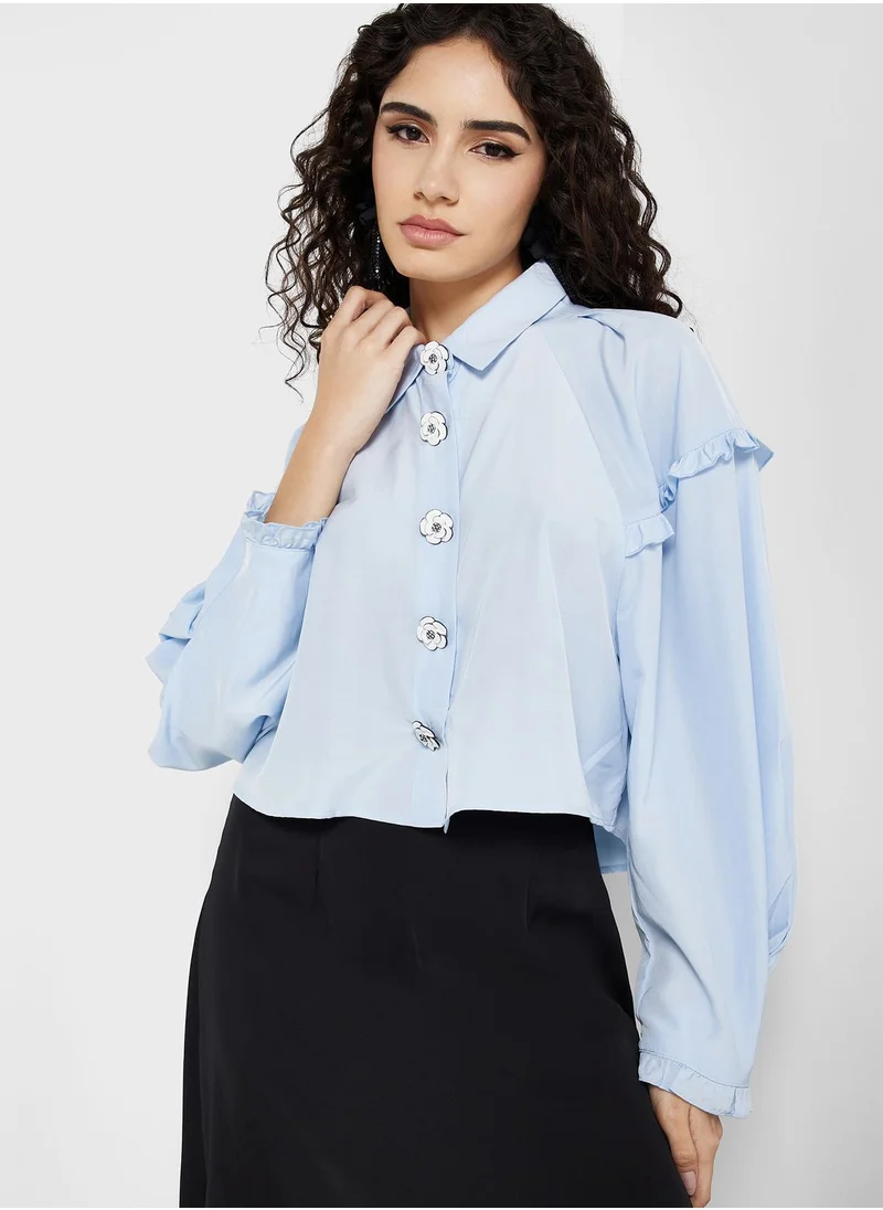 sister jane Cap Sleeve Button Down Shirt