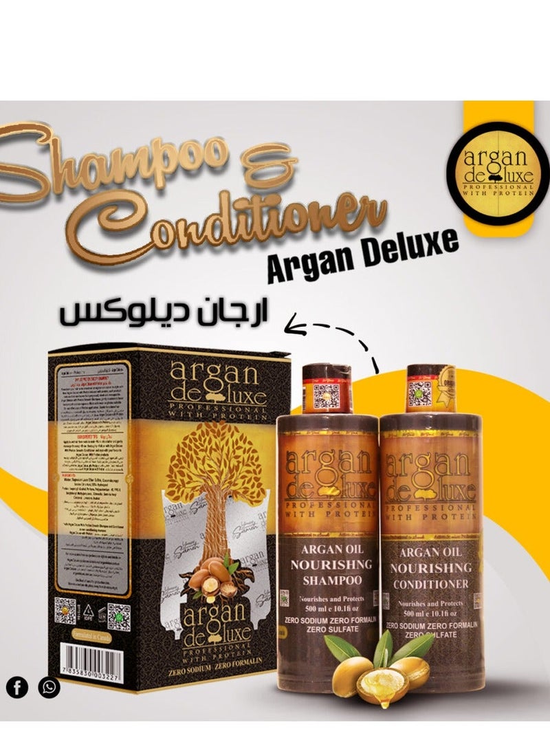 أرغان ديلوكس مجموعة ارجان ديلوكس اوريجنال للعناية بالشعر (4 قطع) شامبو 500 مل وبلسم 500 مل  وحمام كريم 500 مل  وسيرم 125 مل - Image 4