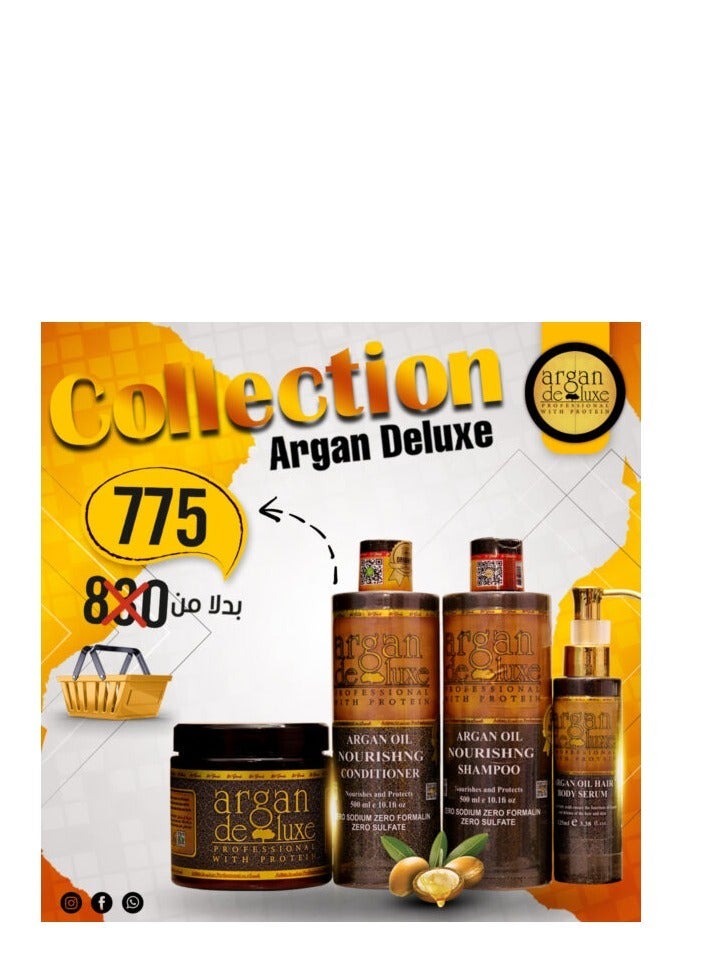 أرغان ديلوكس مجموعة ارجان ديلوكس اوريجنال للعناية بالشعر (4 قطع) شامبو 500 مل وبلسم 500 مل  وحمام كريم 500 مل  وسيرم 125 مل - Image 3