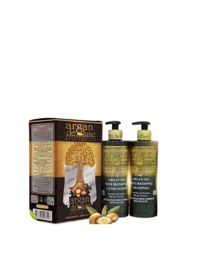 أرغان ديلوكس مجموعة ارجان ديلوكس اوريجنال للعناية بالشعر (4 قطع) شامبو 500 مل وبلسم 500 مل  وحمام كريم 500 مل  وسيرم 125 مل - Image 2