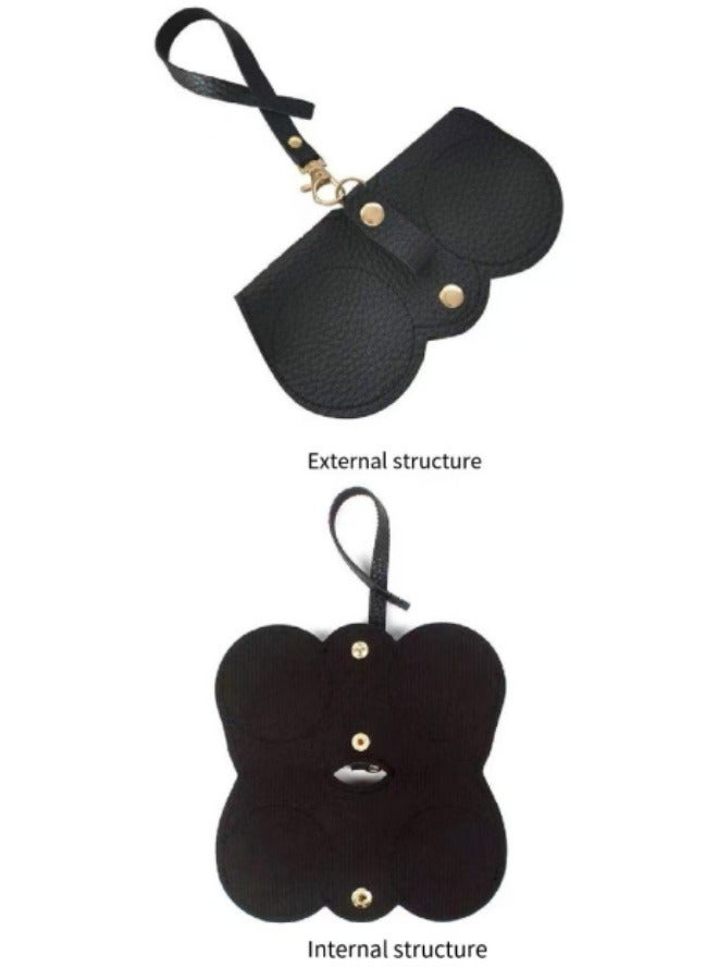 Glasses Storage Case Portable Sunglasses Storage Bag Can Hang Glasses Bag Black - Image 4