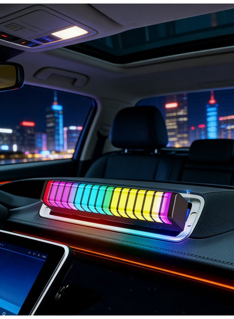 RGB Sound Active Mini Car Interior Ambient LED Light, ON/Off Button, Vent Clamp Fixation Type-C USB Cable, Car Lighting Accessories - Image 1