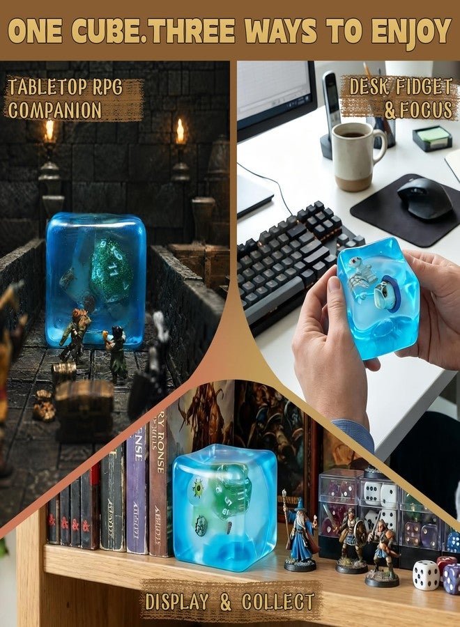 BiiSaa Gelatinous Cube Squishy Stress Toy, 2.5" Transparent Slow Rising Cube with Hidden Mystery Loot - Dice or Fantasy Items Inside, Desk Fidget & RPG Gift for Gamers, Collectors & Dungeon Masters - Image 4