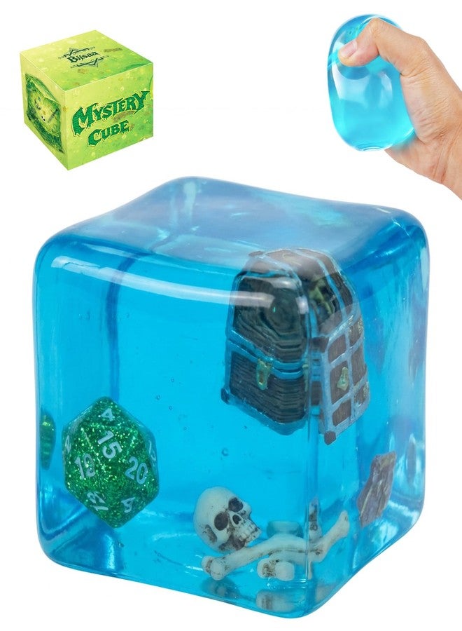 BiiSaa Gelatinous Cube Squishy Stress Toy, 2.5" Transparent Slow Rising Cube with Hidden Mystery Loot - Dice or Fantasy Items Inside, Desk Fidget & RPG Gift for Gamers, Collectors & Dungeon Masters - Image 1