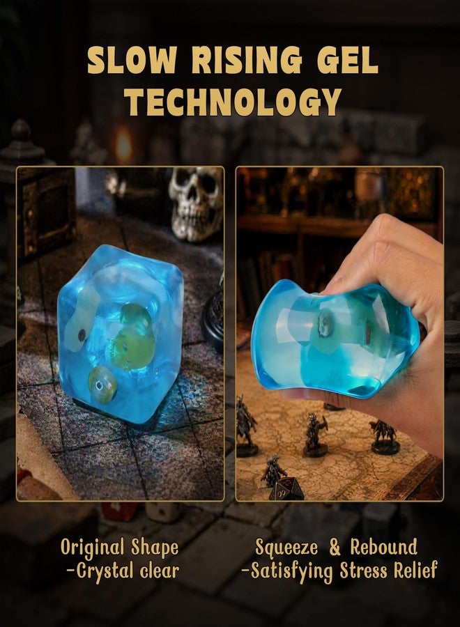 BiiSaa Gelatinous Cube Squishy Stress Toy, 2.5" Transparent Slow Rising Cube with Hidden Mystery Loot - Dice or Fantasy Items Inside, Desk Fidget & RPG Gift for Gamers, Collectors & Dungeon Masters - Image 3