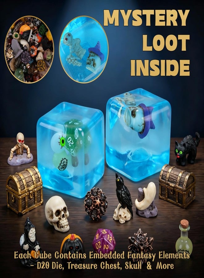 BiiSaa Gelatinous Cube Squishy Stress Toy, 2.5" Transparent Slow Rising Cube with Hidden Mystery Loot - Dice or Fantasy Items Inside, Desk Fidget & RPG Gift for Gamers, Collectors & Dungeon Masters - Image 5