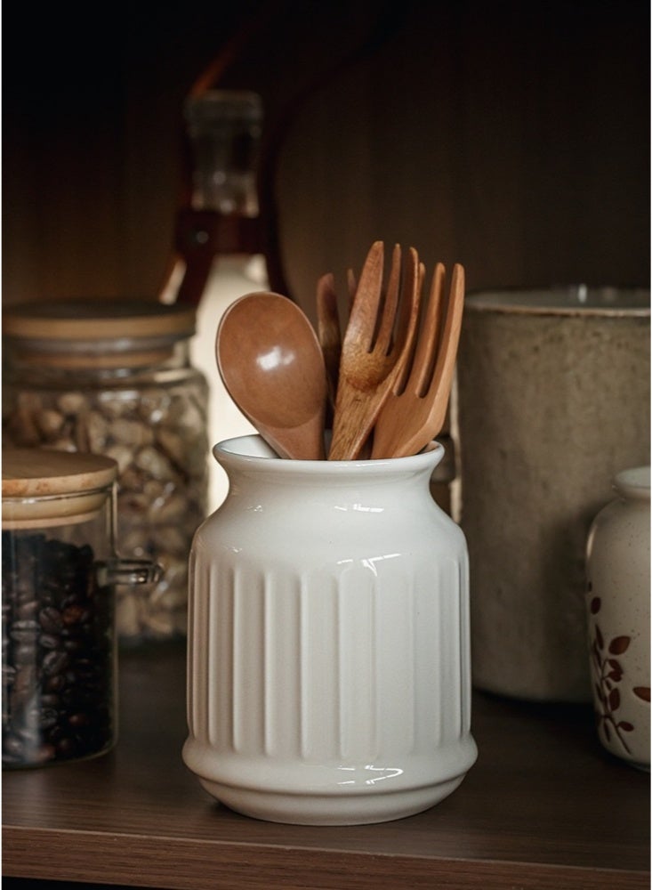 Utensil Holder Cooking Utensil Holder for Kitchen Counter Ceramic Utensil Crock for Countertop Utensil Crocks Vase Kitchen Decor Multifunctional Universal Branch Bright White - Image 2