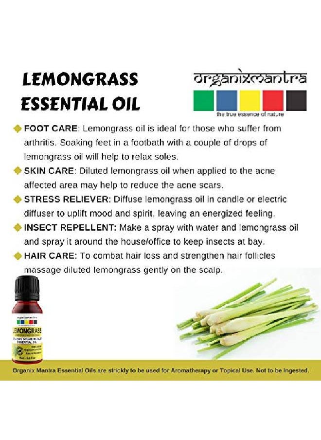 Organix Mantra - Lemongrass Essential Oil 100% Pure Steam Distilled Natural (15Ml) - Image 1